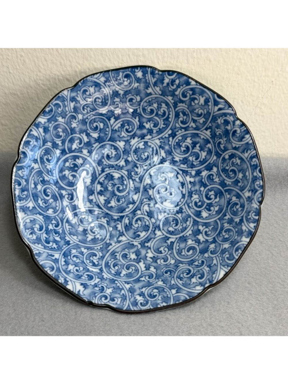 Vintage Takahashi Japanese Porcelain Plate With Blue Floral, Made in Japan - Picture 9 of 14